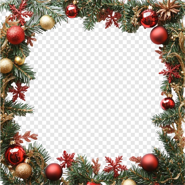 Free PSD festive christmas frame with red and gold ornaments
