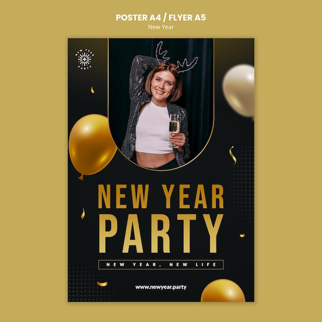 Free PSD festive new year eve print template