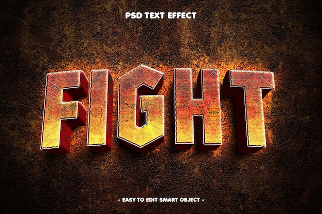 Free PSD fight rusted text effect
