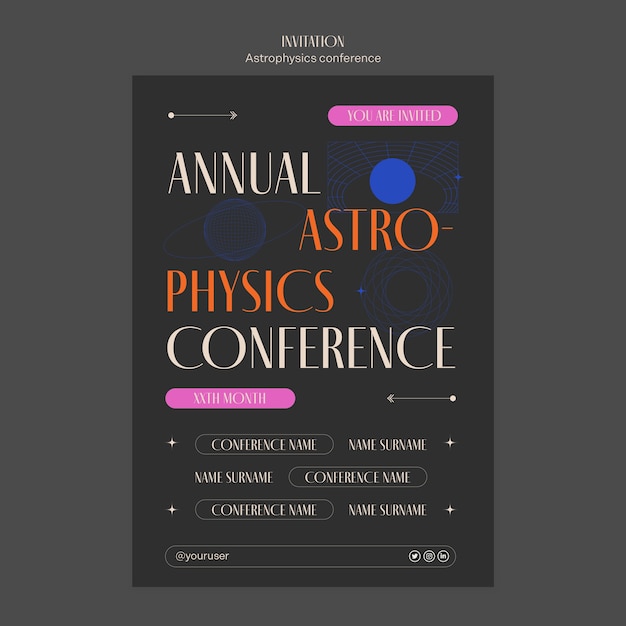 Free PSD flat design astrophysics conference template