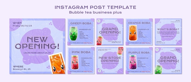 Free PSD flat design bubble tea template
