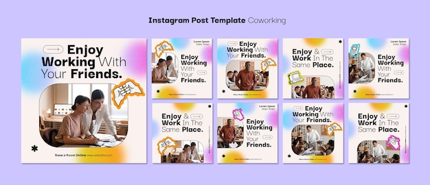 Free PSD flat design coworking template