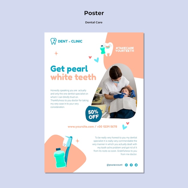 Free PSD flat design dental care template