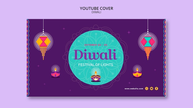 Free PSD flat design diwali template