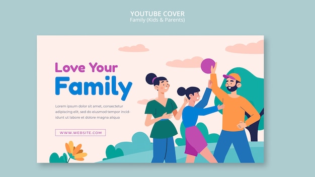 Free PSD flat design family template