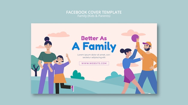Free PSD flat design family template
