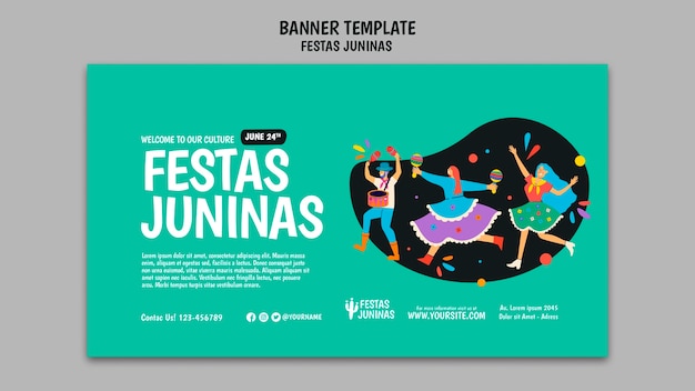 Free PSD flat design festas juninas banner template