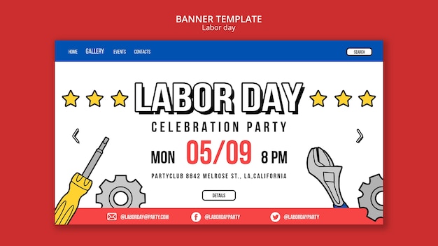 Free PSD flat design labor day template