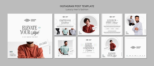 Free PSD flat design luxury men’s fashion instagram posts