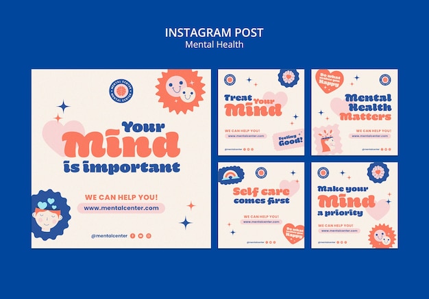 Free PSD flat design mental heath template