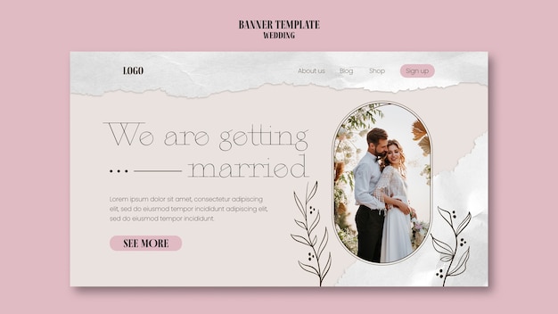 Free PSD flat design wedding template