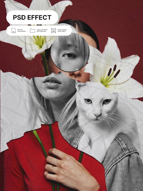 Free PSD floral fashion collage