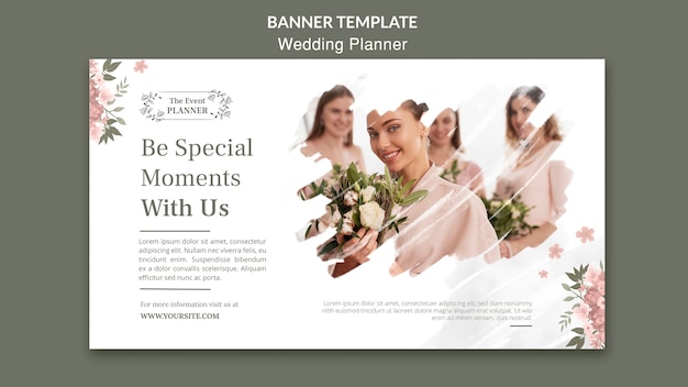 Free PSD floral wedding planner banner template