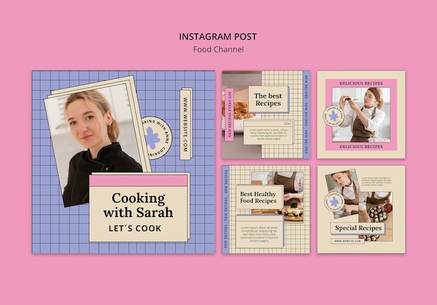 Free PSD food channel instagram posts