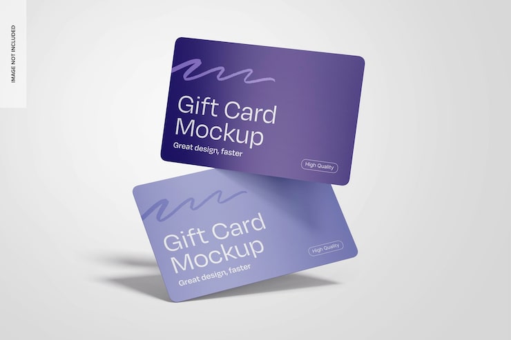 Free PSD gift cards mockup falling