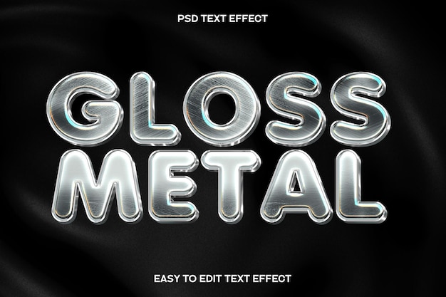 Free PSD gloss metal editable text effect