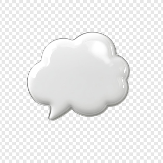 Free PSD glossy white speech bubble 3d render isolated on transparent background blank template for text message design element
