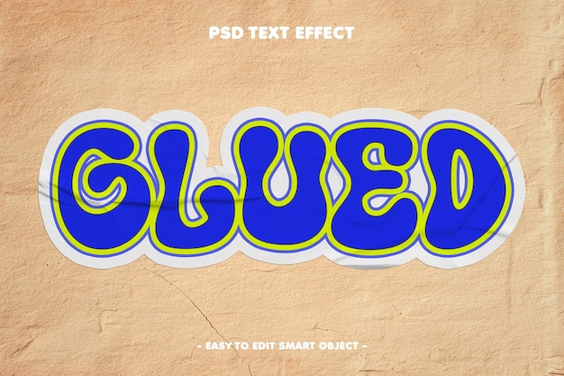 Free PSD glued sticker editable text effect