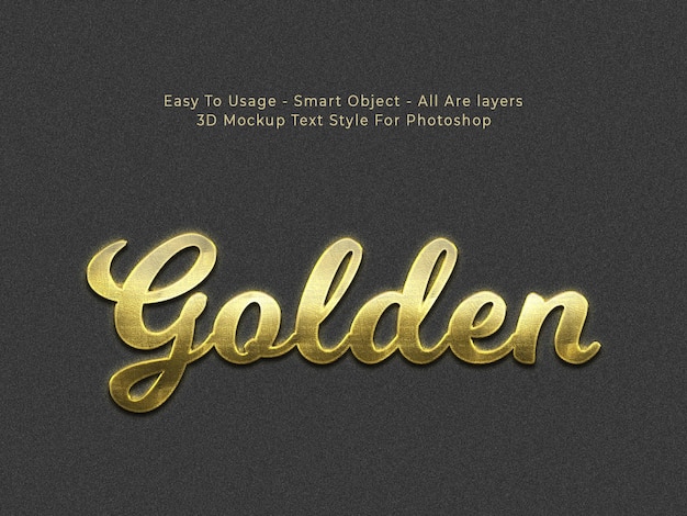 Free PSD golden 3d text style effect