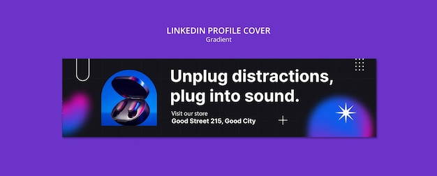 Free PSD gradient geometric linkedin banner template design