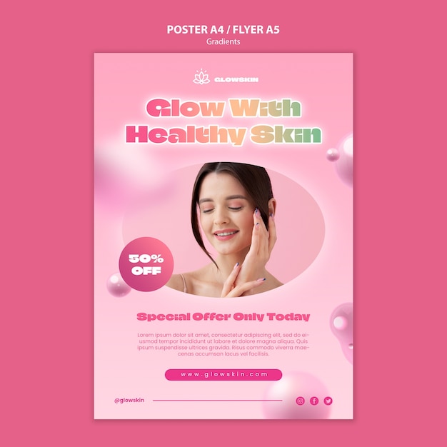 Free PSD gradient skin care template design