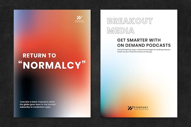 Free PSD gradient tech marketing template psd poster dual set