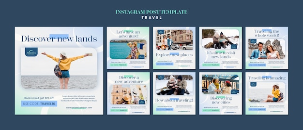 Free PSD gradient travel adventure instagram posts