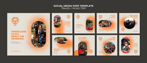 Free PSD gradient travel design instagram post template