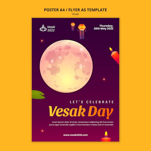 Free PSD gradient vesak poster template design