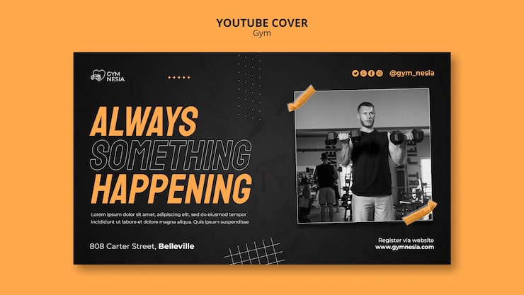 Free PSD gym and fitness youtube cover template