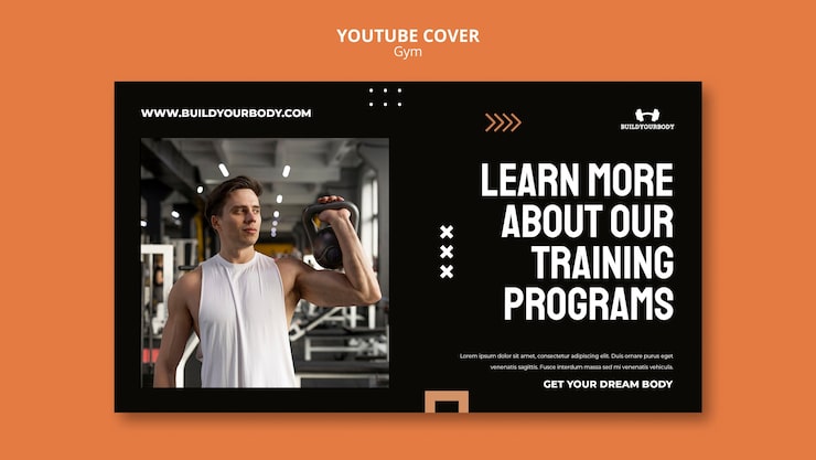 Free PSD gym and fitness youtube cover template