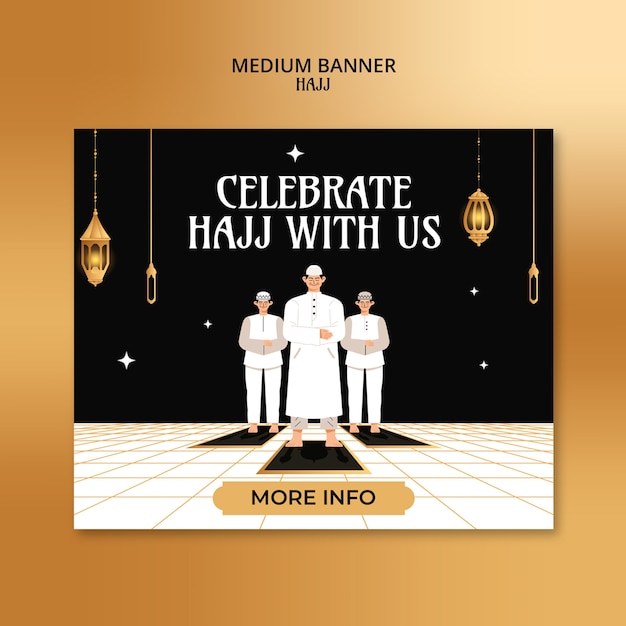 Free PSD hajj medium banner template design