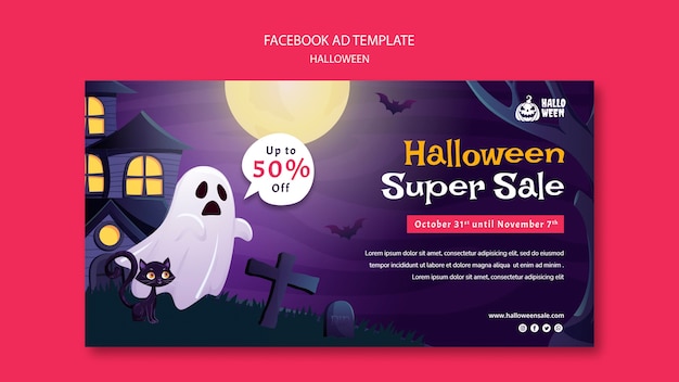 Free PSD halloween facebook ad template design