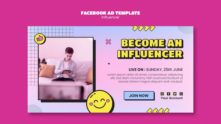 Free PSD hand drawn influencer job facebook template
