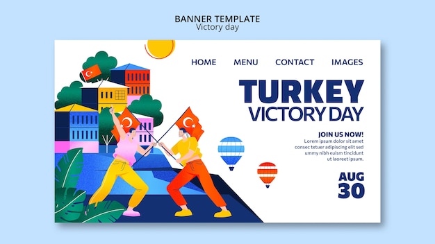 Free PSD hand drawn victory day landing page
