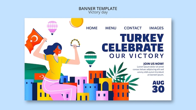 Free PSD hand drawn victory day landing page