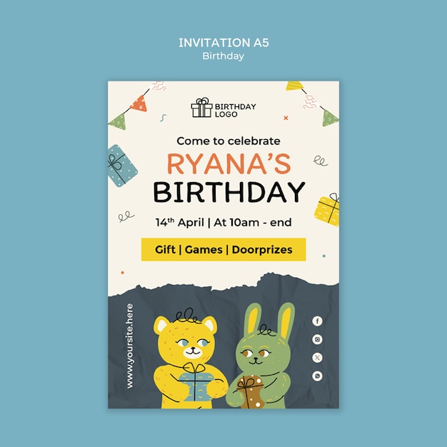 Free PSD happy birthday celebration invitation template