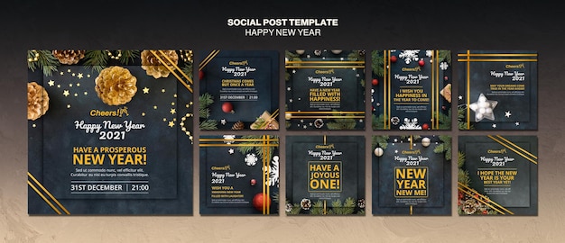 Free PSD happy new year 2021 social media post template