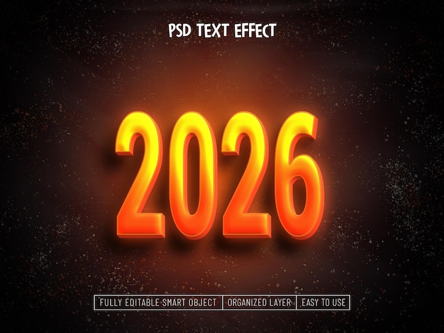 Free PSD happy new year 2026 editable text effect