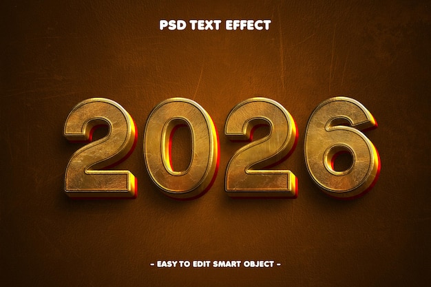 Free PSD happy new year 2026 editable text effect