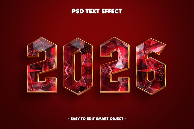 Free PSD happy new year 2026 gold editable text effect