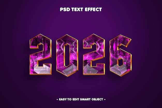 Free PSD happy new year 2026 gold editable text effect