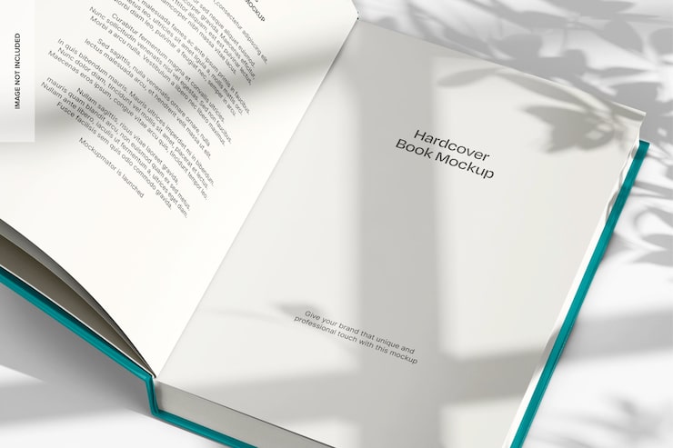 Free PSD hardcover book mockup close up