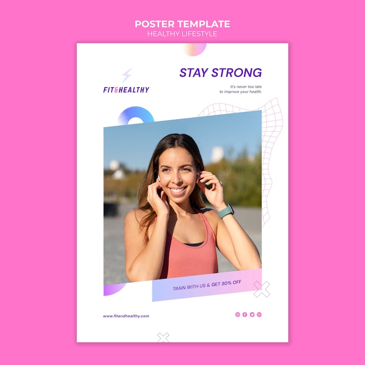 Free PSD healthy lifestyle poster design template