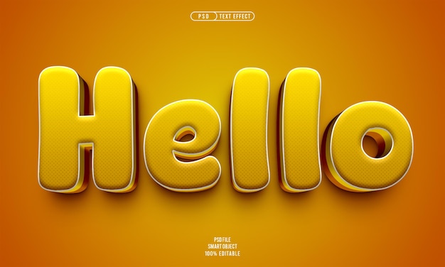 Free PSD hello 3d editable text effect