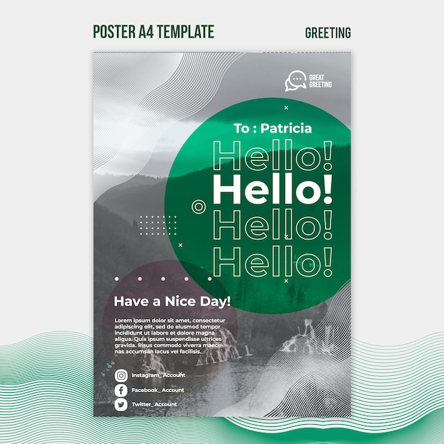 Free PSD hello message poster template