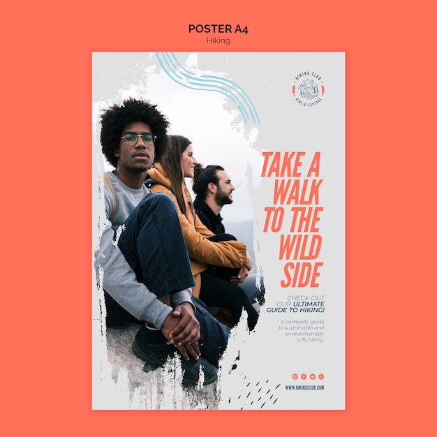 Free PSD hiking concept poster template
