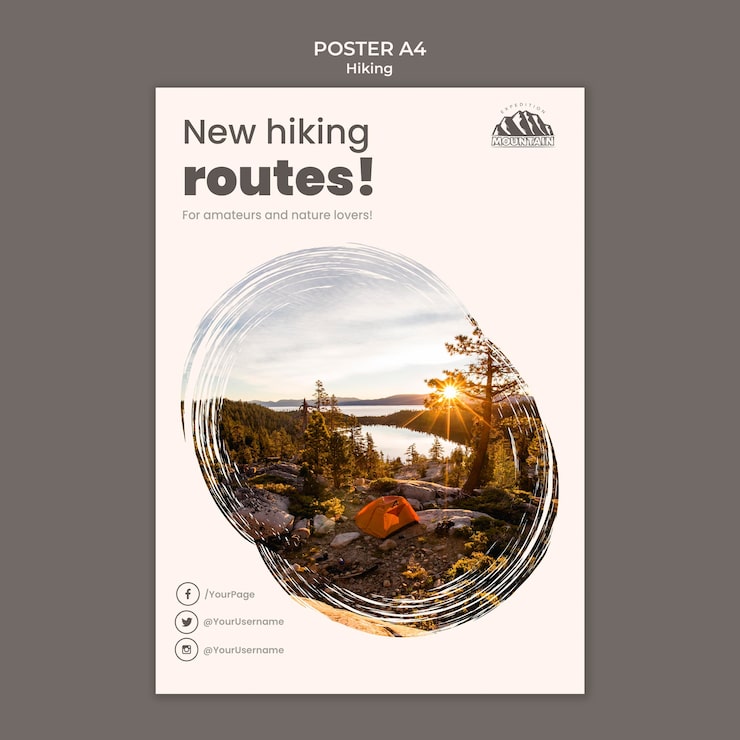 Free PSD hiking poster template