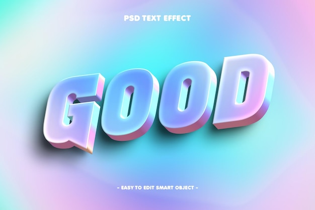 Free PSD holographic style good editable text effect