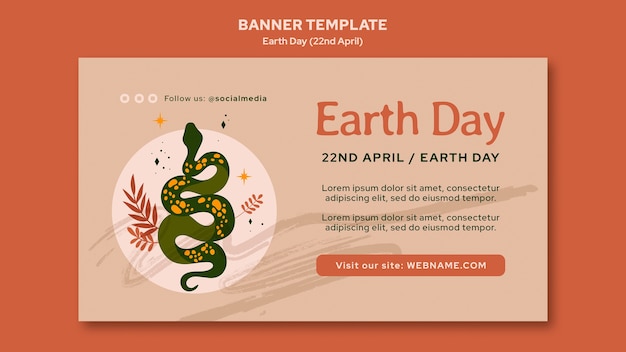 Free PSD horizontal banner template for earth day